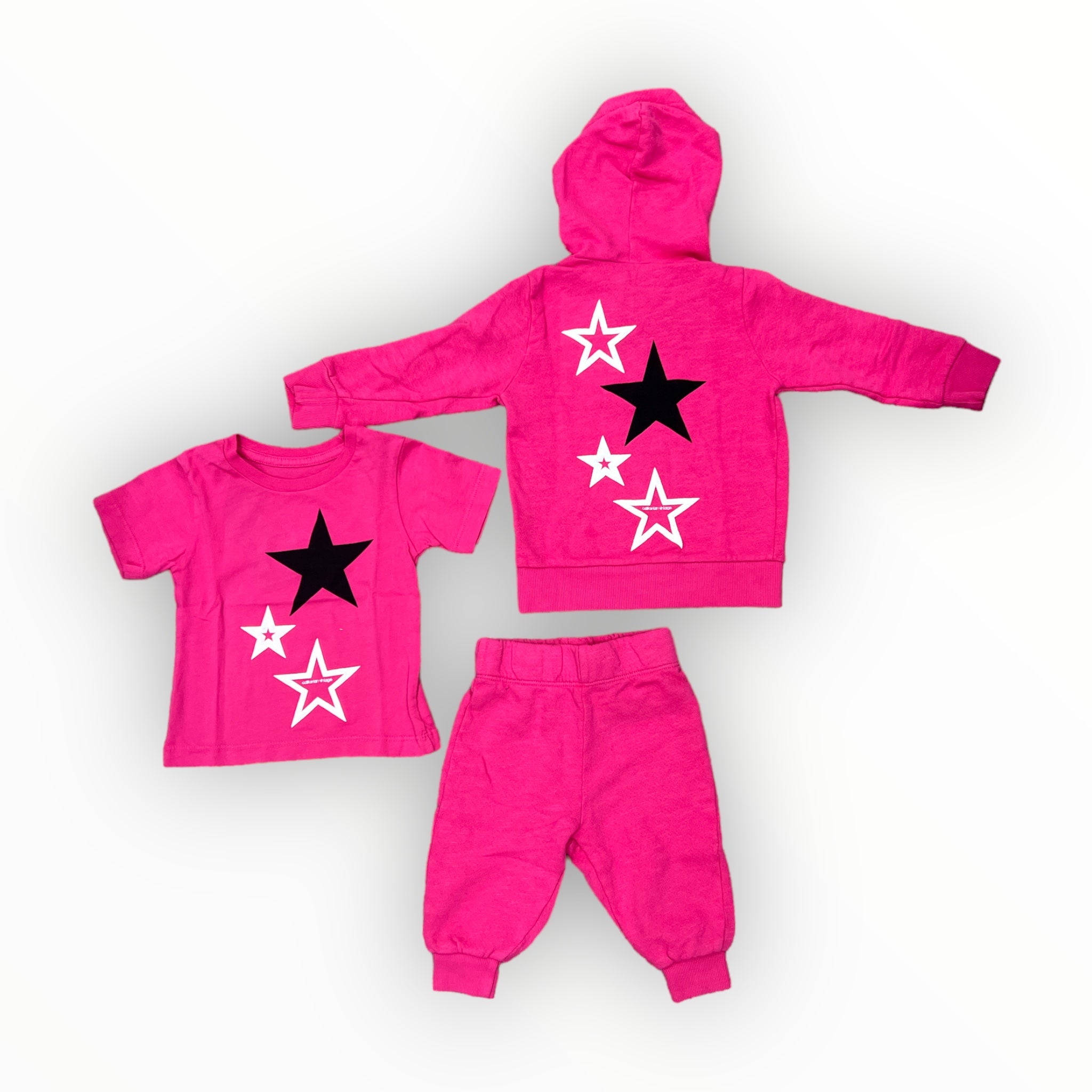 CALIFORNIAN VINTAGE 3 PC BABY STAR SET -  FUCHISA