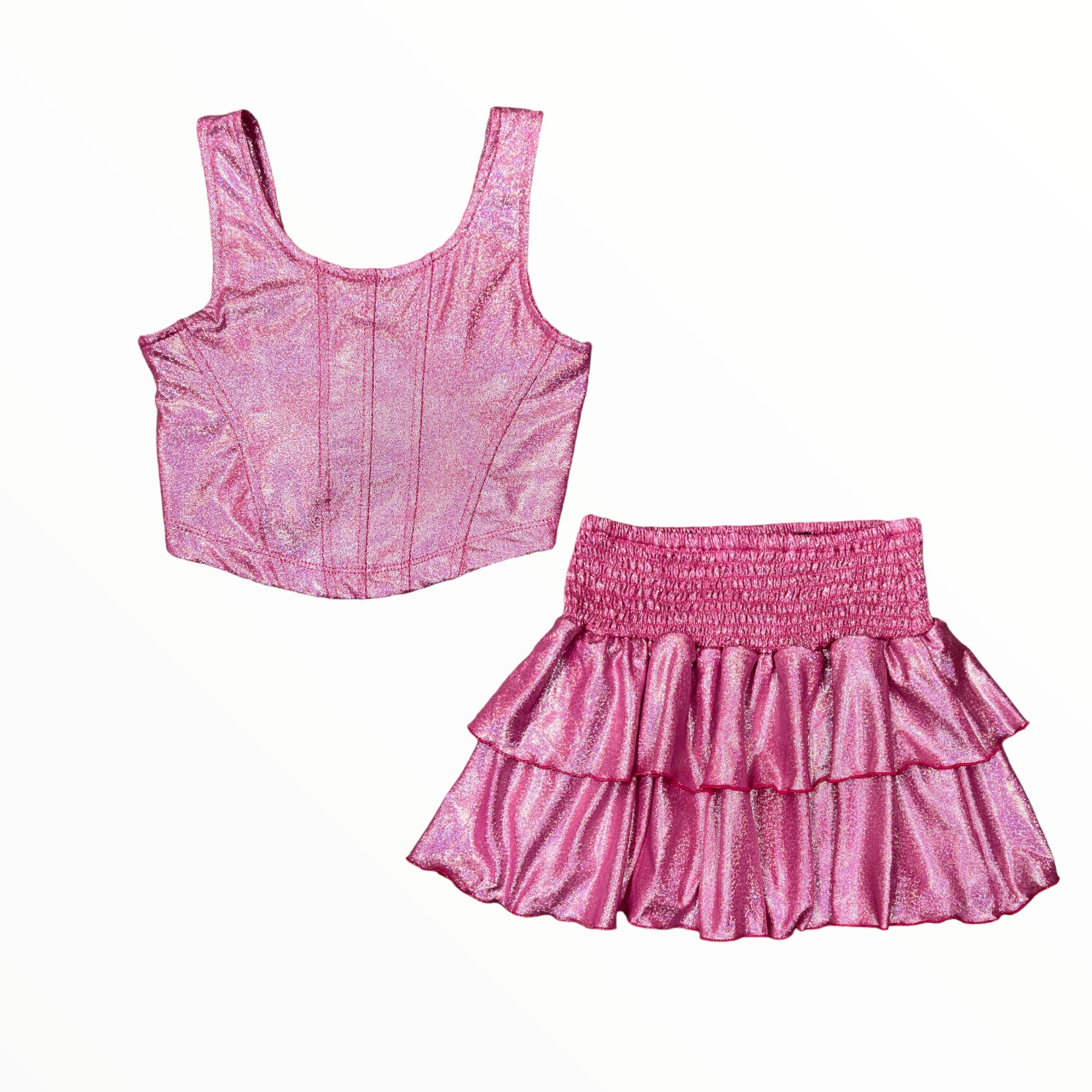 FLOWERS BY ZOE SKIRT -  PINK PEBBLE METALLIC