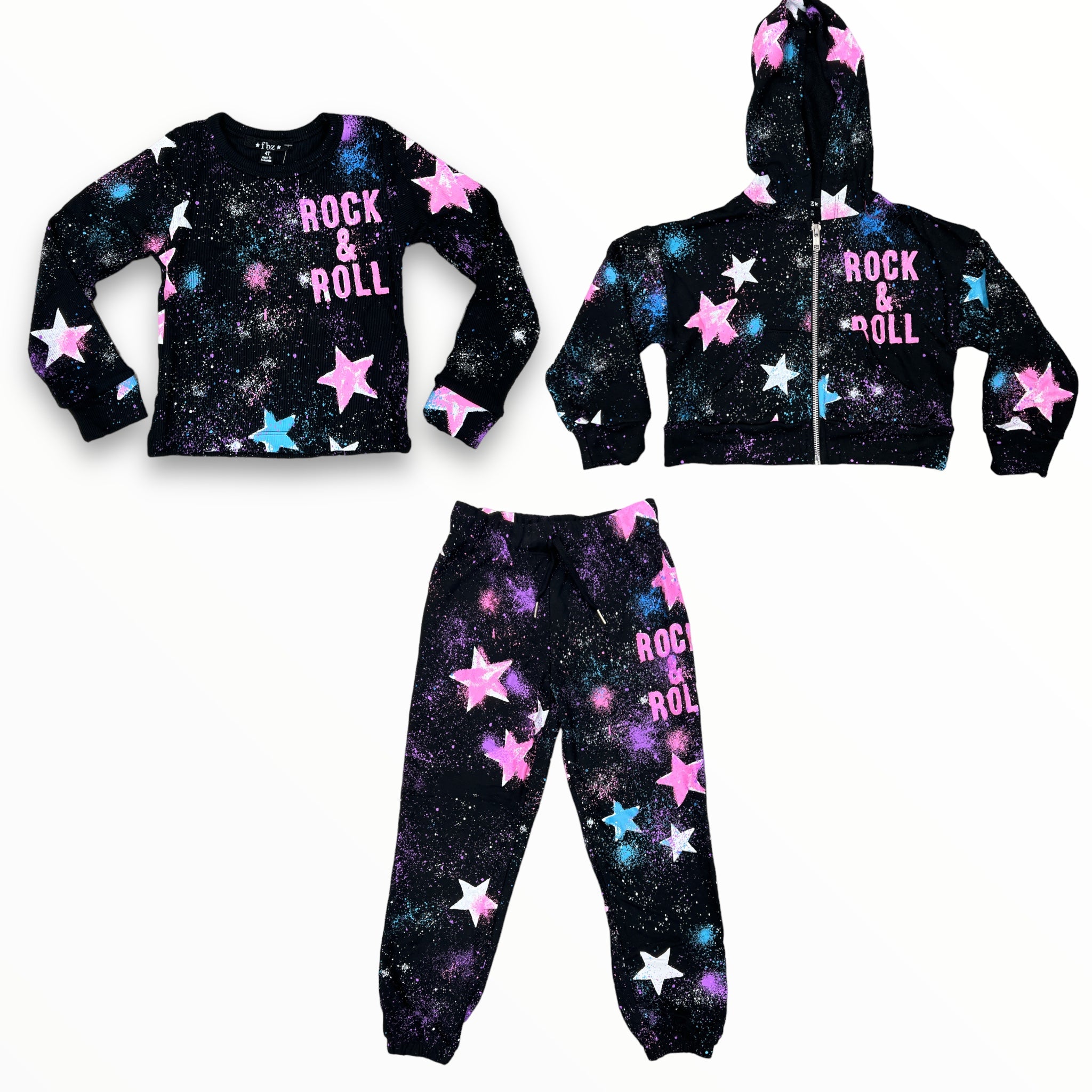 FLOWERS BY ZOE SWEATPANT - BLACK/AIR BRUSH STARS