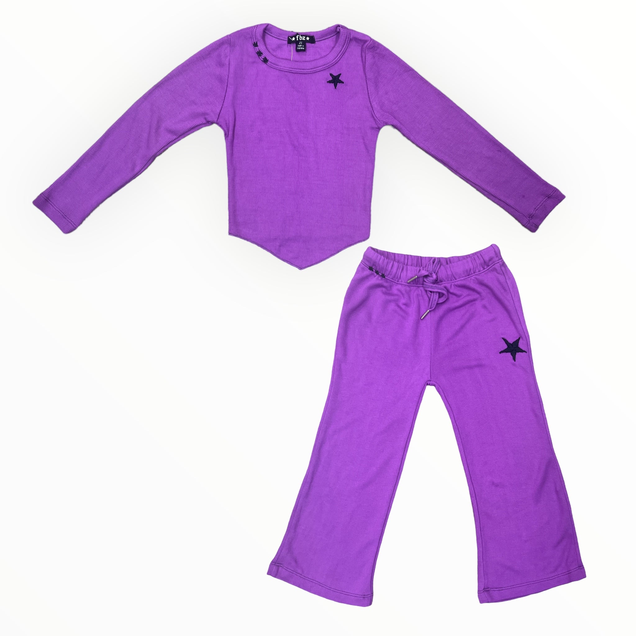 FLOWERS BY ZOE WIDE LEG SWEATPANT - PURPLE/EMBROIDERED STAR