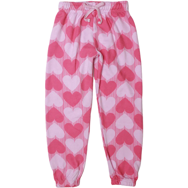 T2LOVE ATHLETIC ELSTIC WAIST/CUFF PANT- PINK HEARTS
