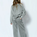 KATIE J TWEEN JADE WIDE LEG VELOUR PANT - GRAY