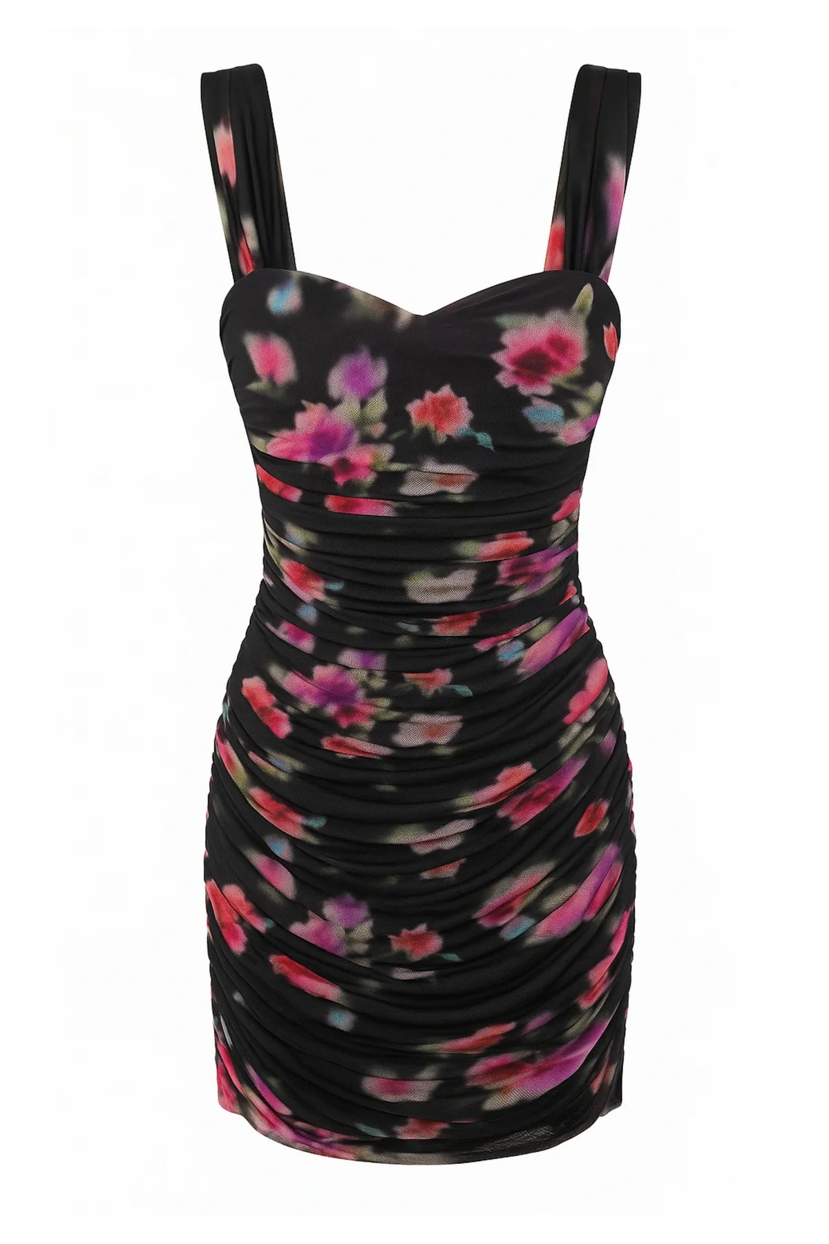 pink dress with black mesh TWEEN JOEY PRINTED SWEETHEART MESH DRESS Black Watercolor / XL (14)