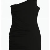KATIE J TWEEN KANNON ONE SHOULDER DRESS - BLACK
