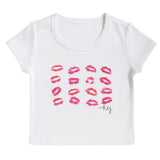 KATIE J TWEEN KISSES PRINT GRAPHIC TEE - WHITE