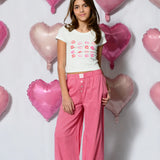 KATIE J TWEEN KISSES PRINT GRAPHIC TEE - WHITE