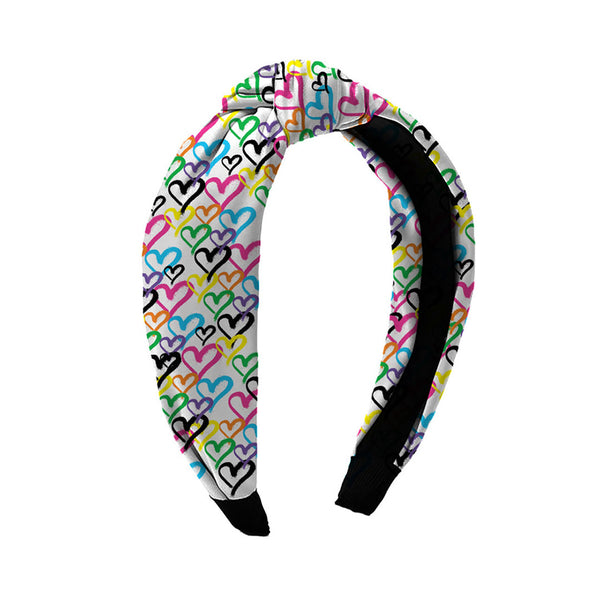 TOP TRENZ KNOT HEADBAND - GRAFFITI HEARTS