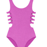 LIMEAPPLE LAYLA CRINKLE BOW SIDE CUTOUT OVE PIECE - ORCHID