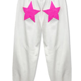 KATIE J TWEEN LEAH SWEATPANT - WHITE/NEON PINK