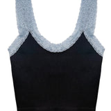 KATIE J TWEEN LIANA SEAMLESS TANK W/ LACE TRIM - EVENING BLUE/GLACIER