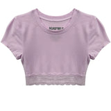 KATIE J TWEEN LINDSAY CROPPED LACE TRIM TOP - DUSTY MAUVE