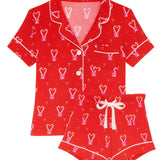 KATIE J JUNIOR LYNN HOLIDAY SHORTS LOUNGE SET - CHRISTMAS 25/ CANDY CANE