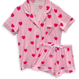 KATIE J LYNN SHORTS LOUNGE SET - PINK HEARTS