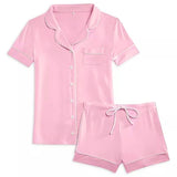 KATIE J TWEEN LYNN SHORT LOUNGE SET - BABY PINK/WHITE