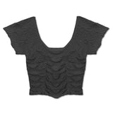 KATIE J TWEEN MAIZIE RUCHED TEE - BLACK