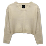 KATIE J TWEEN MARLENE CROPPED CREWNECK SWEATER  - CREAM