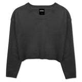 KATIE J TWEEN MARLENE CROPPED CREWNECK SWEATER - BLACK