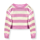 KATIE J TWEEN MEGAN STRIPED SWEATER - BABY PINK/NATURAL