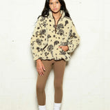 KATIE J TWEEN MILLY QUARTER ZIP SHERPA JACKET - BOHO PAISLEY