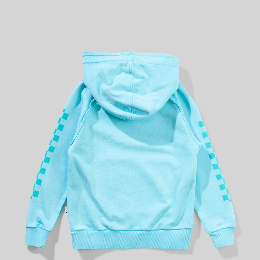 MUNSTER CHECKED HOODIE - AQUA