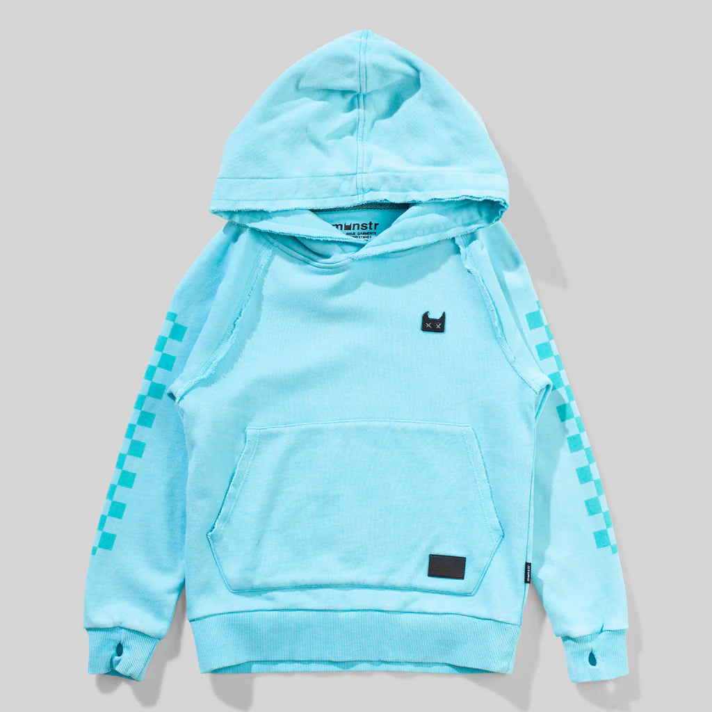 MUNSTER CHECKED HOODIE - AQUA