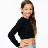 MALIBU SUGAR LONG SLEEVE X BACK TOP - BLACK