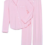 KATIE J MAIA PANT LOUNGE SET - BABY PINK/WHITE TRIM