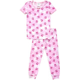 ESME GIRL S/S SLEEVE TOP & CROP LEGGING PAJAMA SET - SWEET CHERRY