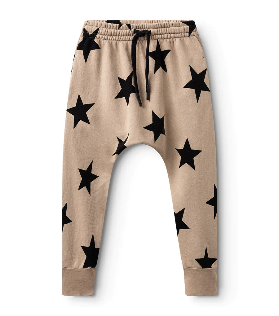 NUNUNU FRENCH TERRY STAR BAGGY PANTS - COFFEE
