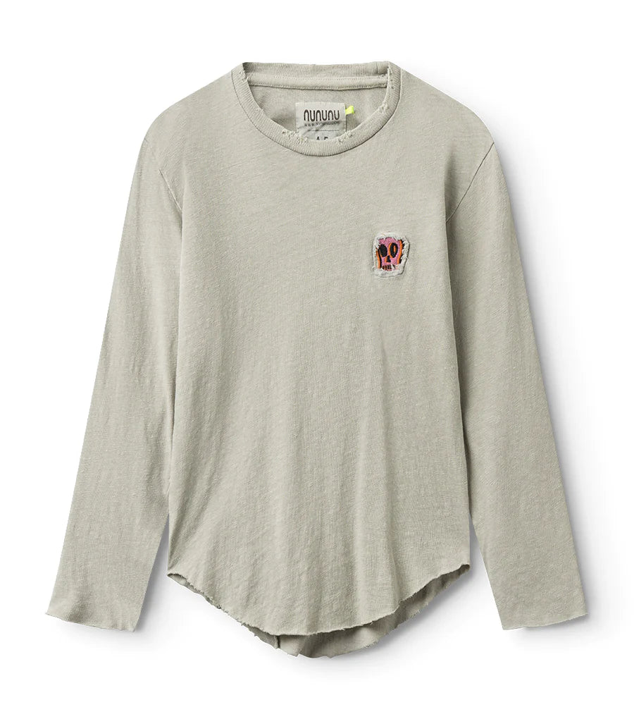 NUNUNU DIZZY SKULL PATCH SHIRTT - SMOKEY GREY