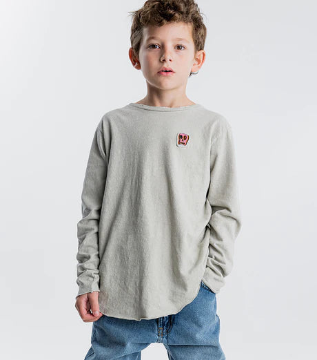 NUNUNU DIZZY SKULL PATCH SHIRTT - SMOKEY GREY