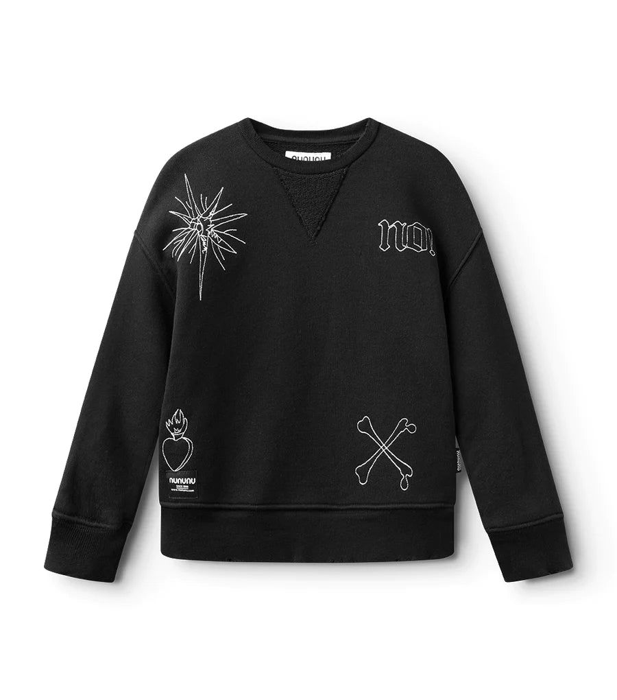 NUNUNU ALL INKED HEAVY SWEATSHIRT - BLACK