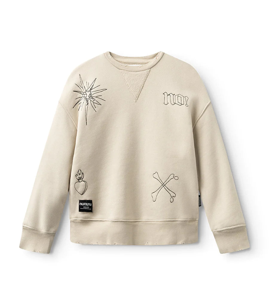 NUNUNU ALL INKED HEAVY SWEATSHIRT - NATURAL