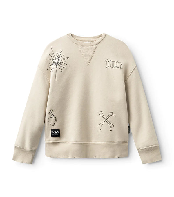 NUNUNU ALL INKED HEAVY SWEATSHIRT - NATURAL