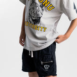 NUNUNU FEATHER CARGO SHORTS - BLACK
