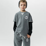 NUNUNU SMILE SWEATSHIRT - HEATHER GREY