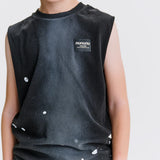 NUNUNU SPLASH SLEEVLESS SHIRT - BLACK