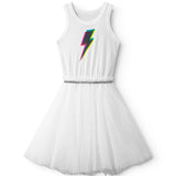 NUNUNU DIZZY BOLT TULLE DRESS  - WHITE