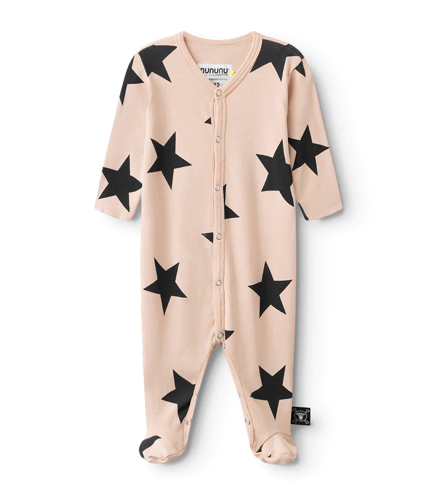 NUNUNU STAR FOOTED OVERALL - NUDE
