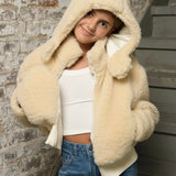 KATIE J TWEEN PADDIE SHERPA JACKET - NATURAL