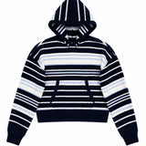 KATIE J TWEEN PARKER HOODIE AND SHORT SET - MIXED BLUE STRIPE