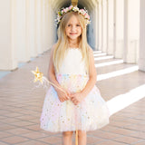 PETITE HAILEY FLOWER LACE TUTU DRESS - WHITE