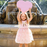 PETITE HAILEY GOLD BOW TUTU DRESS - PINK