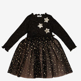 PETITE HAILEY GLITTER 3 STAR TUTU DRESS - BLACK