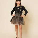 PETITE HAILEY GLITTER 3 STAR TUTU DRESS - BLACK
