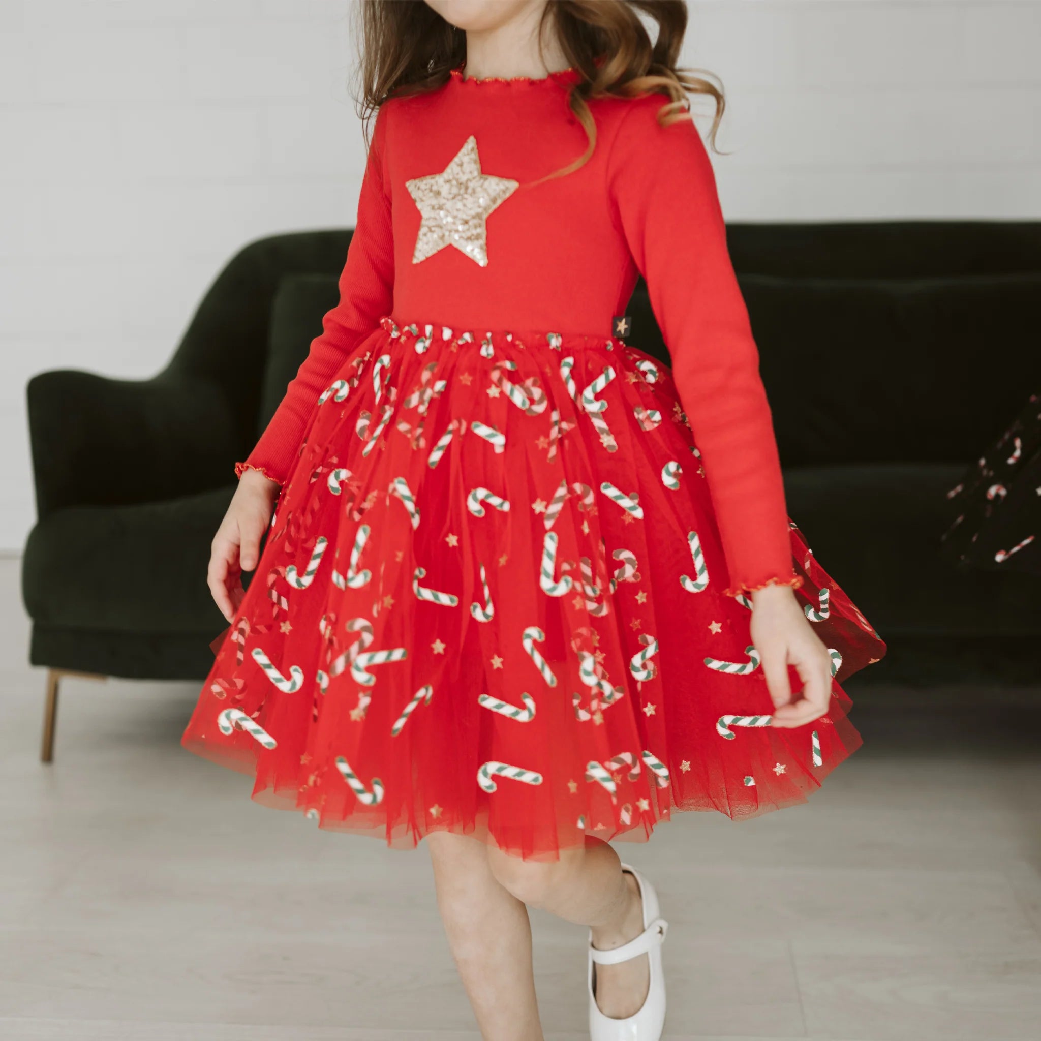 PETITE HAILEY CANDY CANE TUTU DRESS - RED