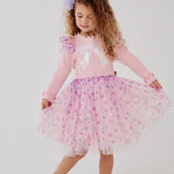 PETITE HAILEY RAINA FLOWER TUTU DRESS - PEACH