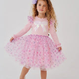 PETITE HAILEY RAINA FLOWER TUTU DRESS - PEACH