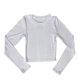 KATIE J LIVI RIBBED LONG SLEEVE TEE - WHITE