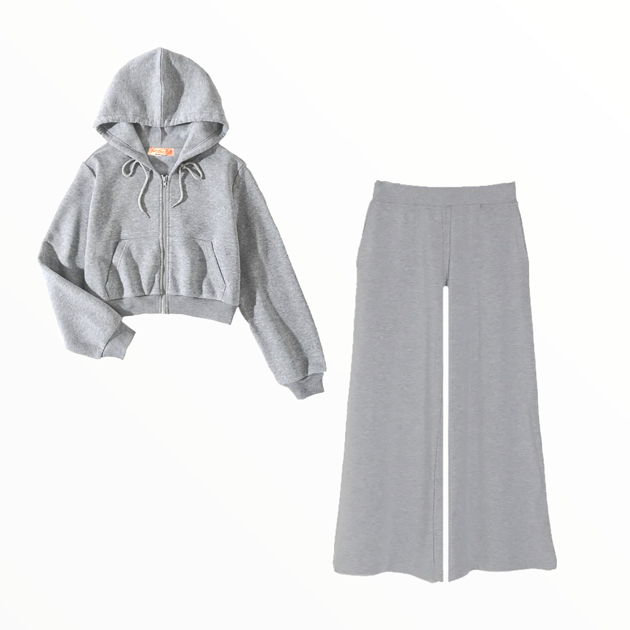 TWEENSTYLE HACCI ZIP HOODIE AND WIDE LEG SWEATS SET - GREY